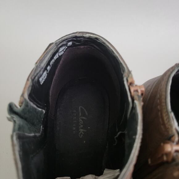 Clarks Artisan Mission Halle Boots Womens 9 Zip Ankle Bootie Brown Leather Heels - Picture 10 of 10